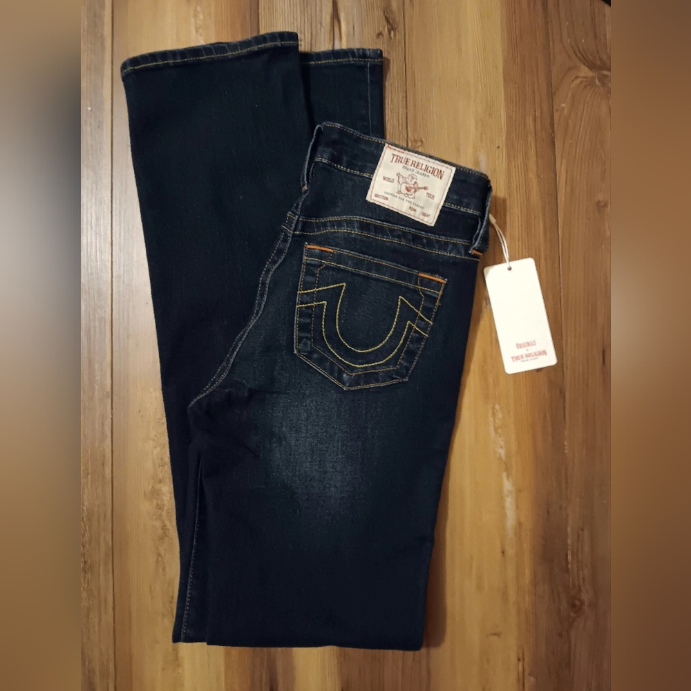 TRUE RELIGION BILLIE MID RISE STRAIGHT LEG JEANS